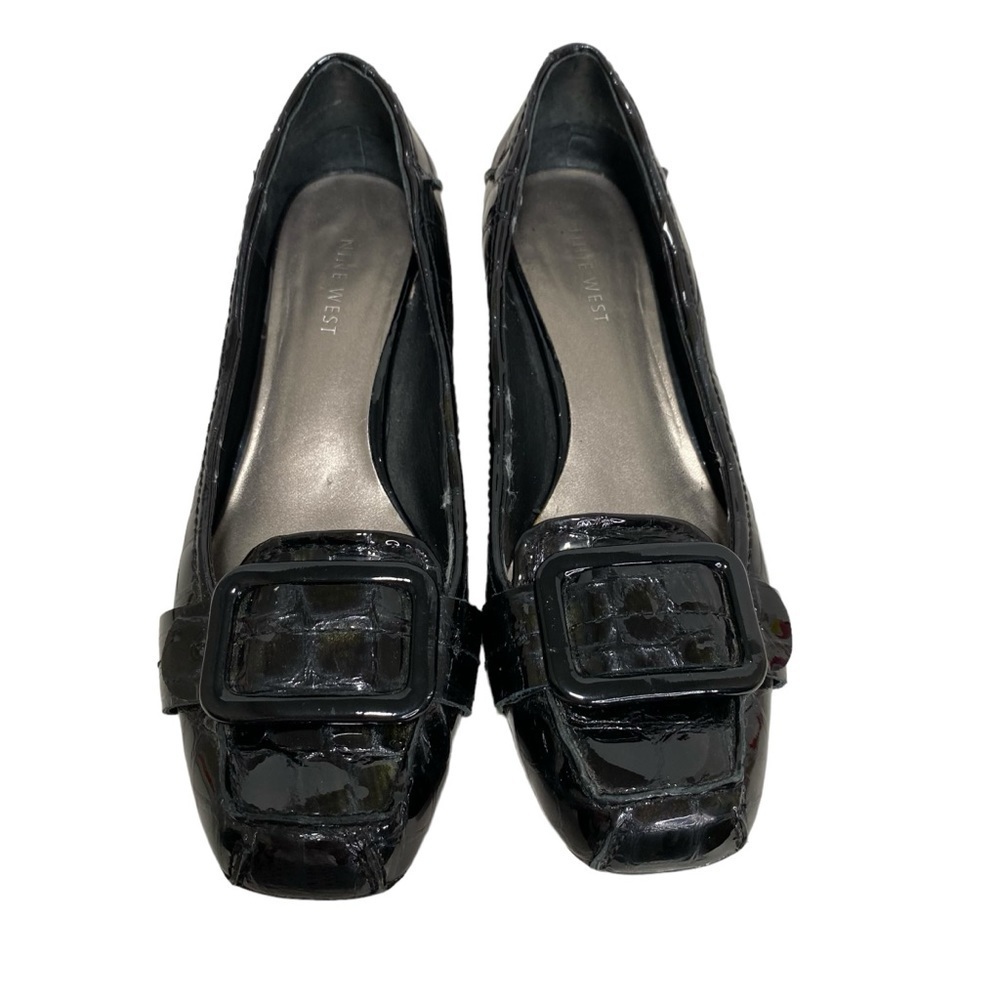 Nine West Black Patent Croc Print Heeled Loafer - 6.5 China - Picture 2 of 12